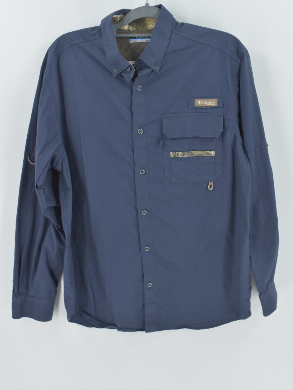 Columbia PHG Sharptail Camo Trim Hunting Shirt Navy Men's M